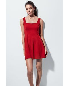 Square-neck Jersey Dress Red