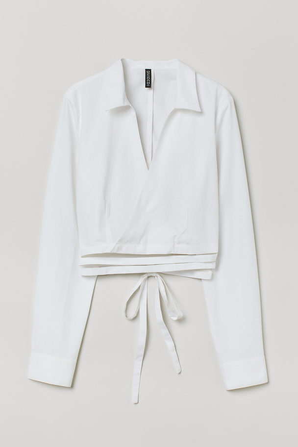 H&M Slå Om-bluse Med Bindebånd Hvid