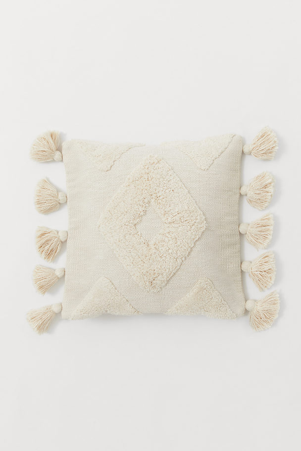 H&M HOME Cushion Cover With Tassels Light Beige