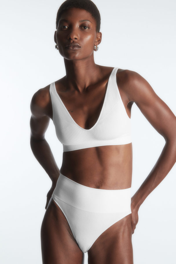COS Seamless Ribbed High-waisted Briefs White