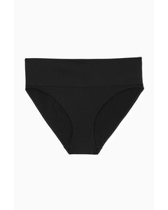 Seamless Ribbed High-waisted Briefs Black