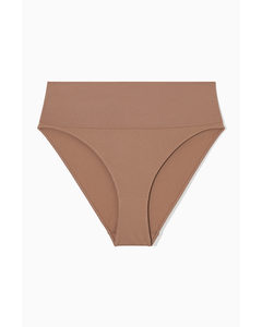 Seamless Ribbed High-waisted Briefs Dark Beige