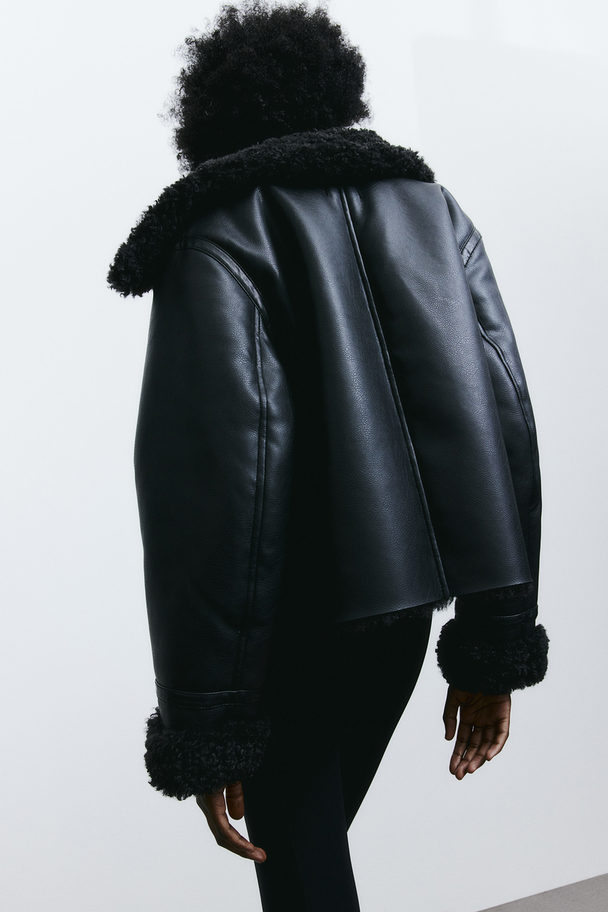 H&M Teddy-lined Jacket Black