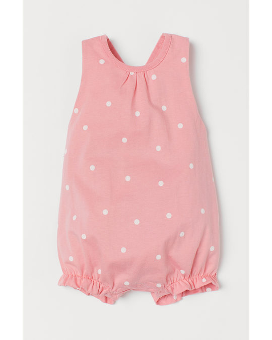 H&M Patterned Jersey Romper Suit Light Pink/spotted