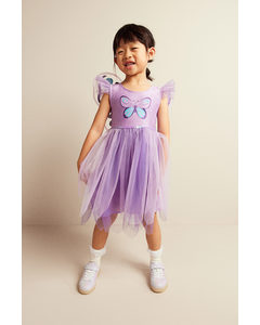 Tulle-skirt Fancy Dress Costume Purple/butterfly
