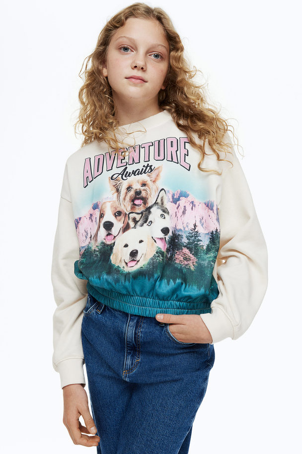 H&M Printed Sweatshirt Cream/dogs