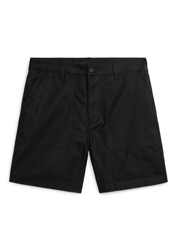 ARKET Utility-Shorts aus Baumwolle und Leinen Schwarz