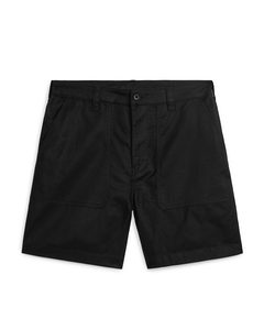 Cotton-linen Utility Shorts Black