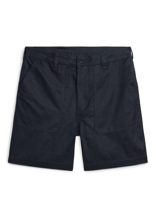ARKET Cotton-linen Utility Shorts Dark Blue