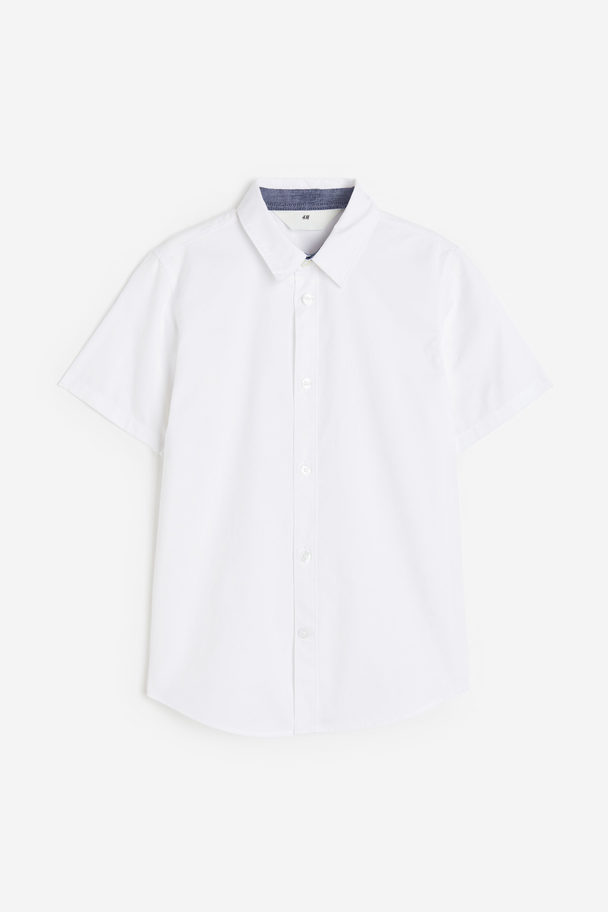 H&M Kortærmet Skjorte I Bomuld Hvid
