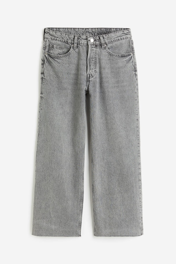 H&M Baggy Wide Low Ankle Jeans Grå