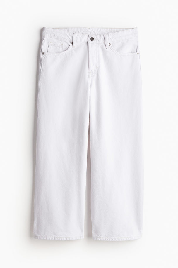 H&M Baggy Wide Low Ankle Jeans Hvid