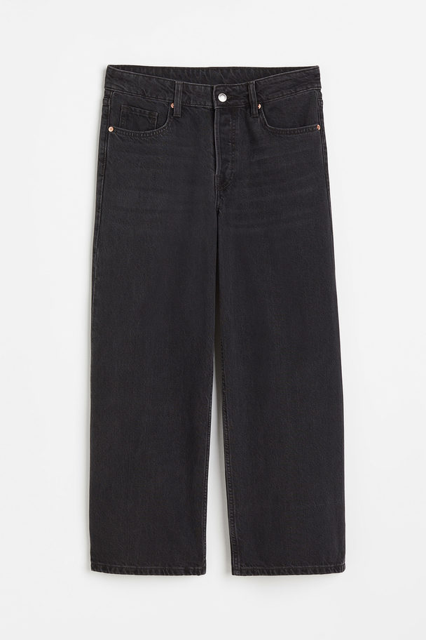 H&M Baggy Wide Low Ankle Jeans Sort
