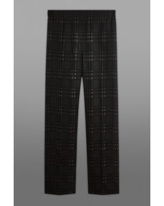 The Checked Satin Trousers Brown / Black / Checked
