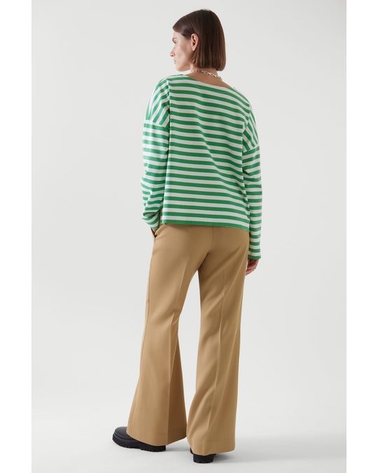 COS Boxy-fit Top White / Green Striped