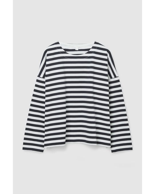 COS Boxy-fit Top White / Navy Striped