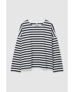 Boxy-fit Top White / Navy Striped