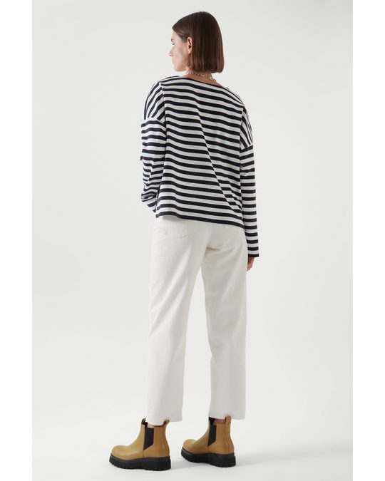 COS Boxy-fit Top White / Navy Striped