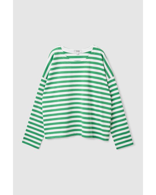 COS Boxy-fit Top White / Green Striped
