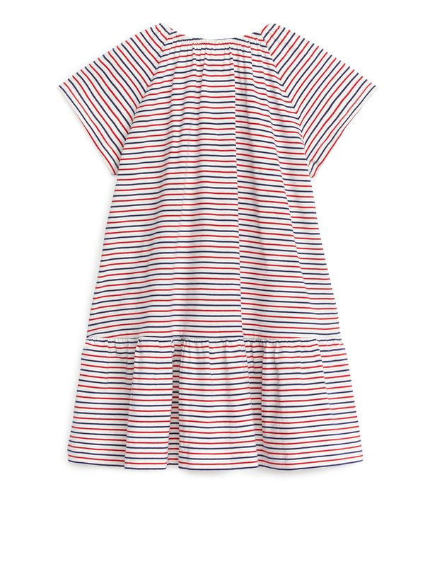 Arket Relaxed Jersey Dress White/blue/red