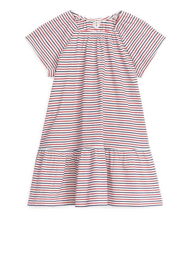 Arket Relaxed Jersey Dress White/blue/red