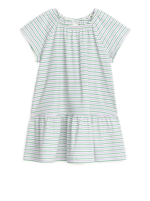 Arket Relaxed Jersey Dress White/lilac/green