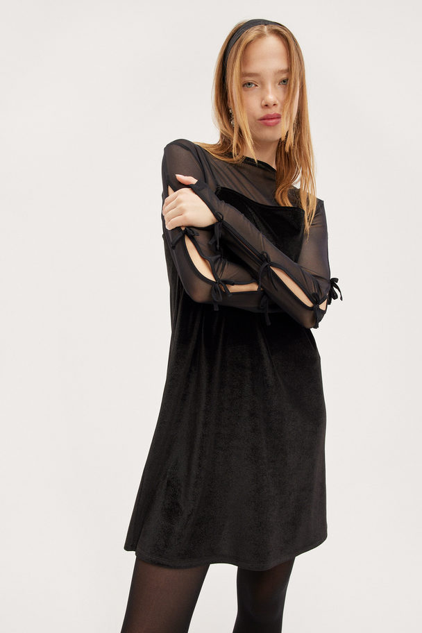 Monki Velvet Mini Slip Dress Black