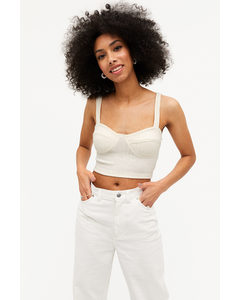 Thick Strap Crop Top White
