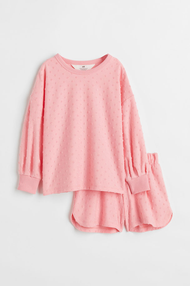 H&M 2-piece Sweatshirt Set Light Pink