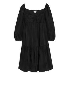 Linen Blend Dress Black