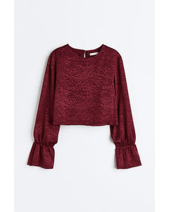 Jacquard-weave Blouse Dark Red/patterned