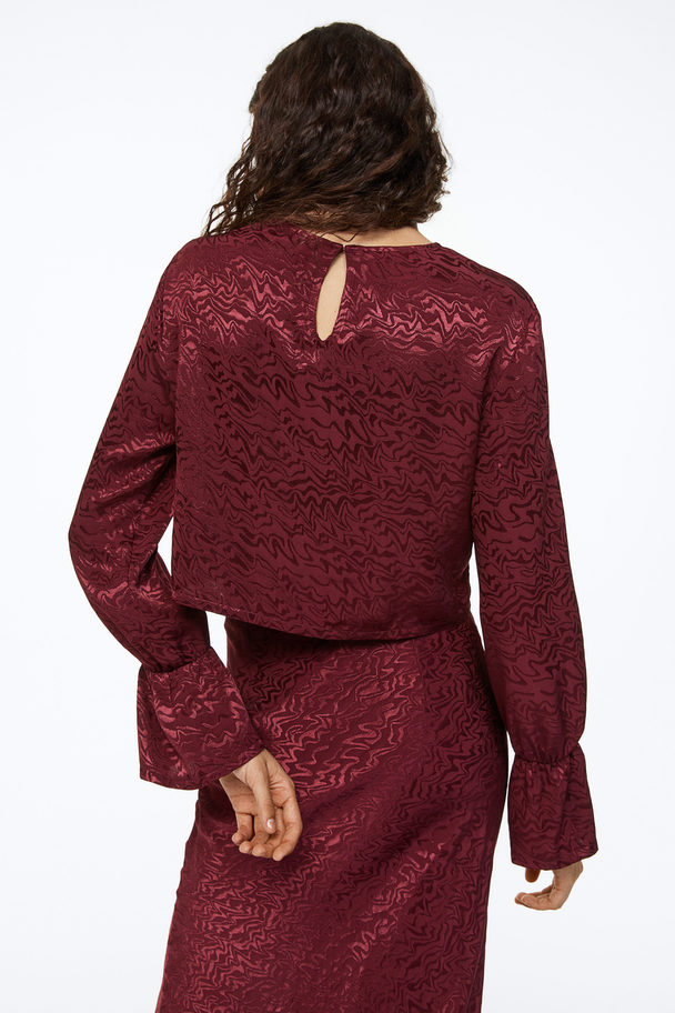 H&M Jacquard-weave Blouse Dark Red/patterned