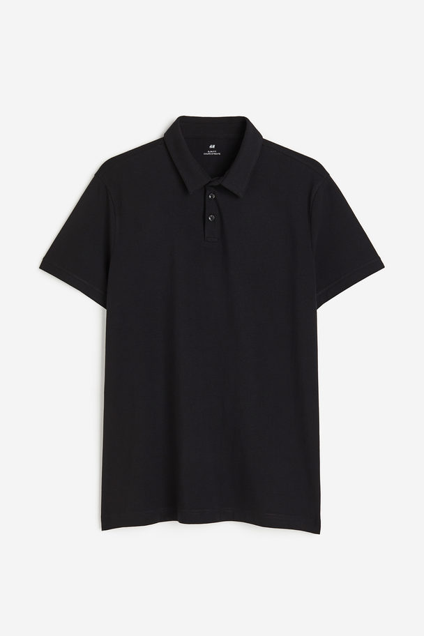 H&M Slim Fit Polo Shirt Black