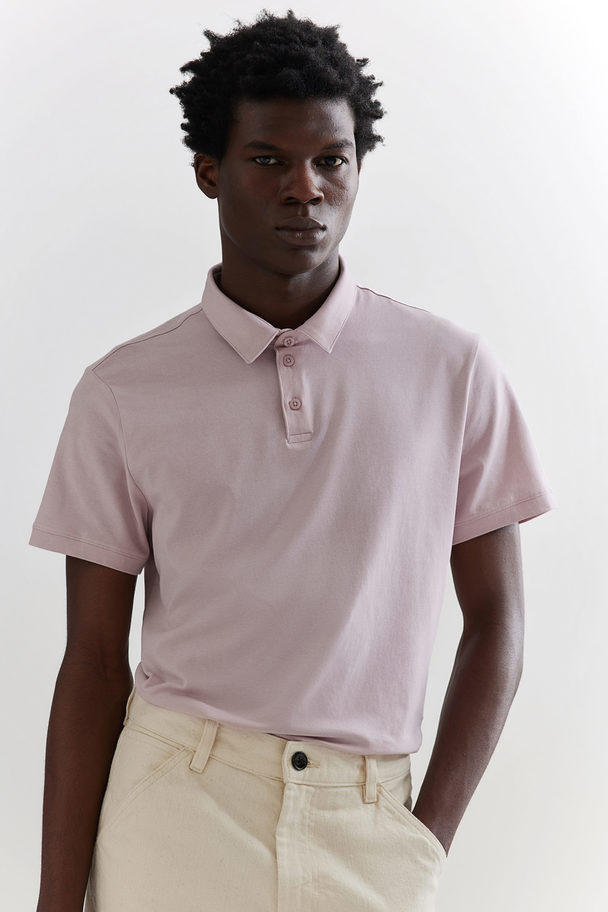 H&M Slim Fit Polo Shirt Pink