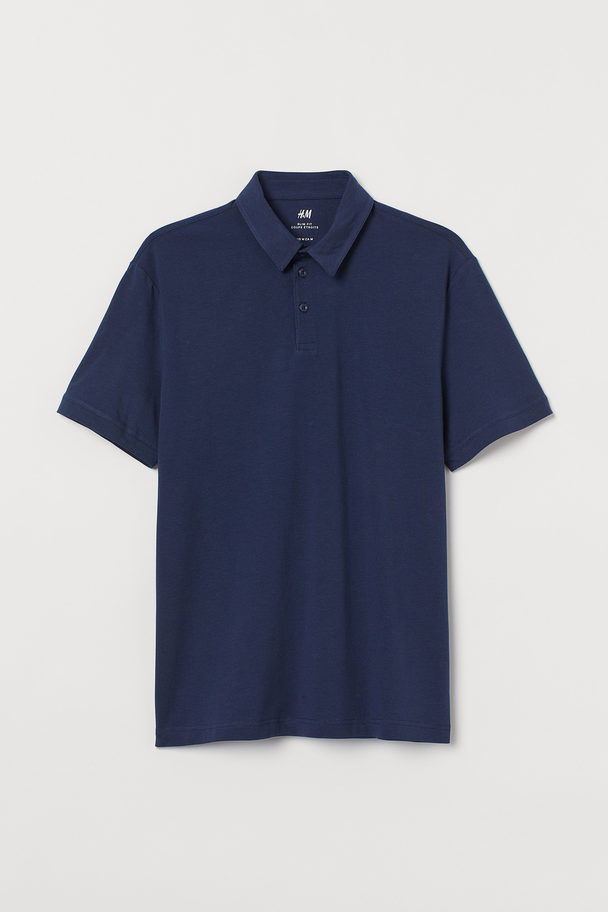 H&M Poloshirt Slim Fit Marineblau