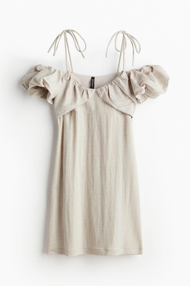H&M Cold-Shoulder-Kleid im Lagenlook Helles Greige