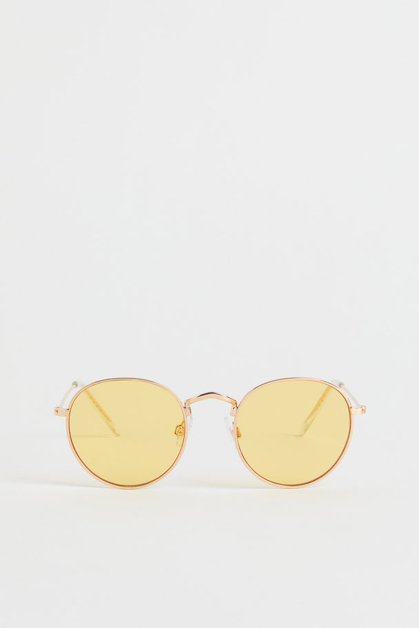 H&M Round Sunglasses Gold-coloured/yellow