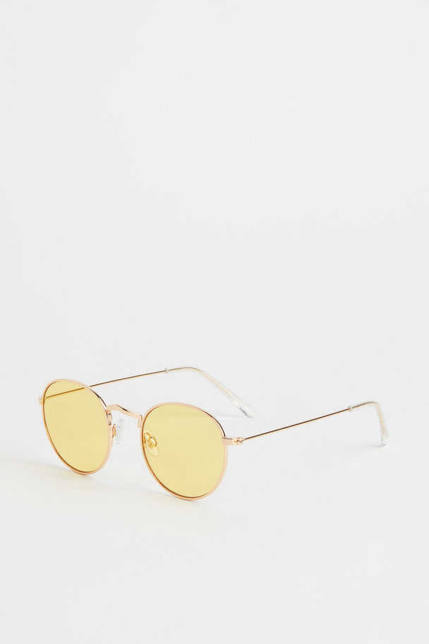 H&M Round Sunglasses Gold-coloured/yellow