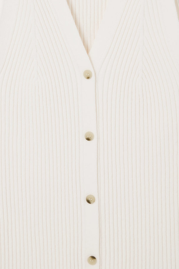 COS Rib-knit V-neck Waistcoat Ivory