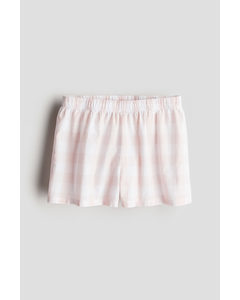 Cotton Poplin Pyjama Shorts Light Pink/checked