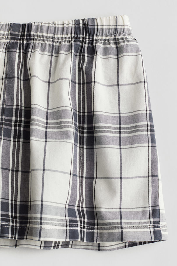 H&M Cotton Poplin Pyjama Shorts Grey/checked