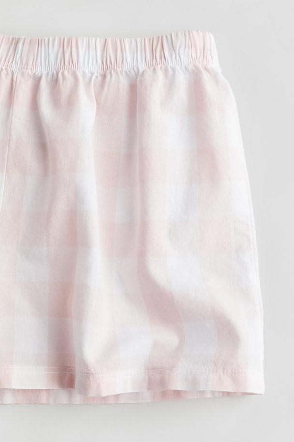 H&M Cotton Poplin Pyjama Shorts Light Pink/checked