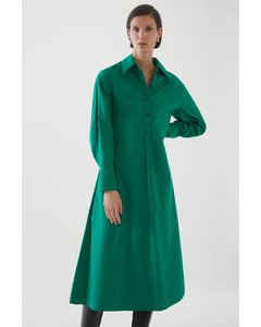 Relaxed-fit Midi Shirt Dress Green