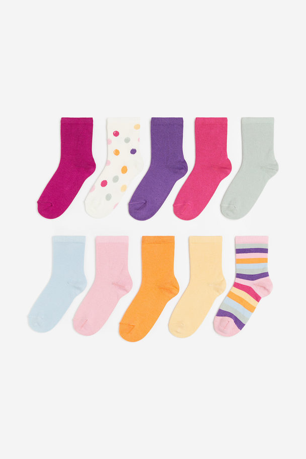 H&M 10-pack Socks Dark Pink/pink