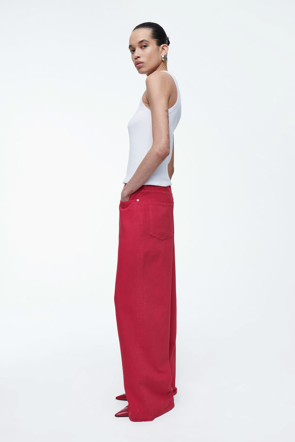 COS Wide-leg Drawstring Denim Trousers Red