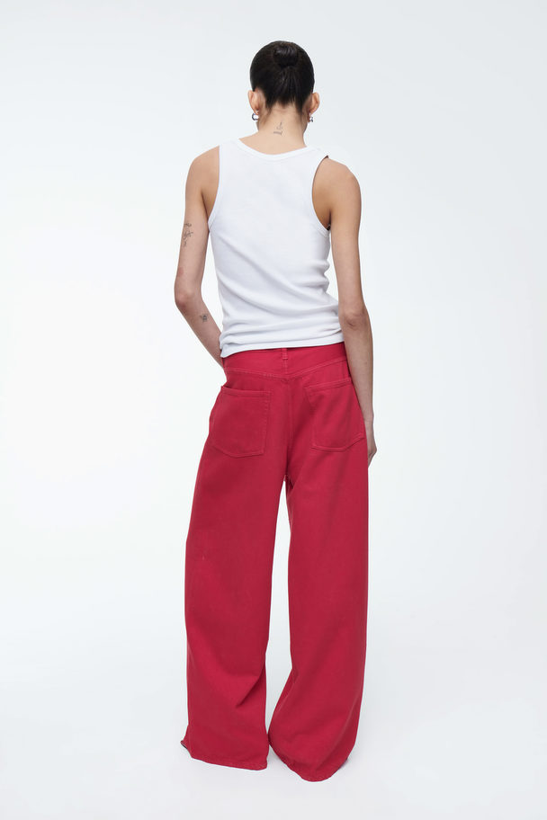 COS Wide-leg Drawstring Denim Trousers Red