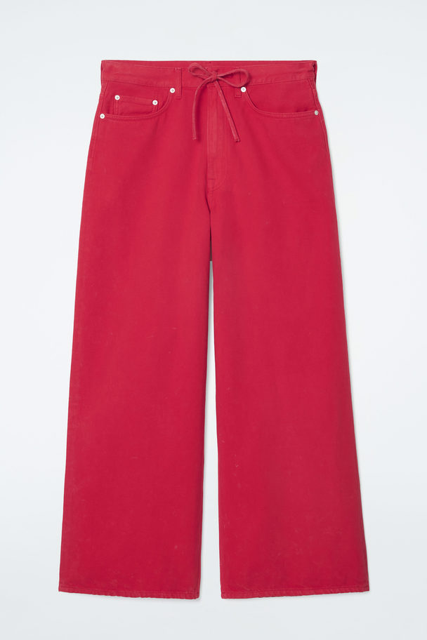 COS Wide-leg Drawstring Denim Trousers Red