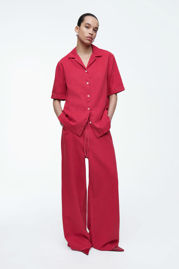 COS Wide-leg Drawstring Denim Trousers Red