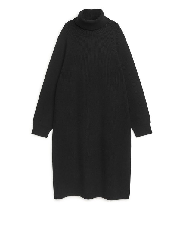 Arket Knitted Wool Blend Dress Black