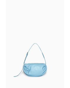 Gathered Shoulder Bag - Leather Light Blue